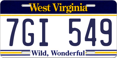 WV license plate 7GI549