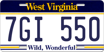 WV license plate 7GI550