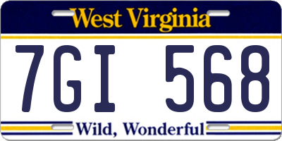 WV license plate 7GI568