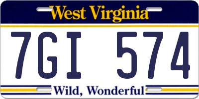 WV license plate 7GI574