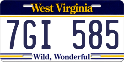WV license plate 7GI585