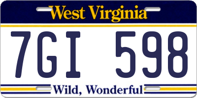 WV license plate 7GI598