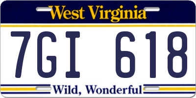 WV license plate 7GI618