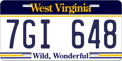WV license plate 7GI648