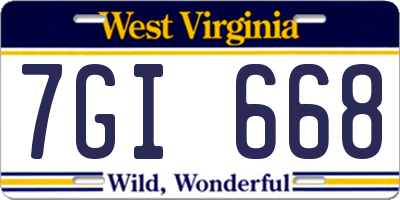 WV license plate 7GI668