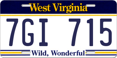 WV license plate 7GI715