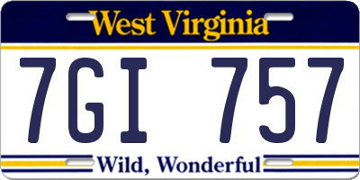 WV license plate 7GI757