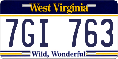 WV license plate 7GI763