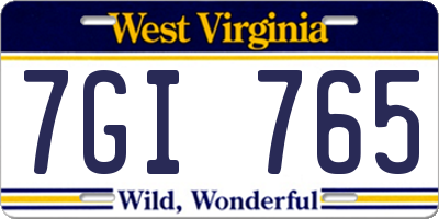 WV license plate 7GI765