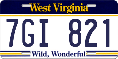 WV license plate 7GI821