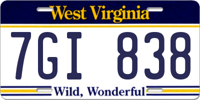 WV license plate 7GI838