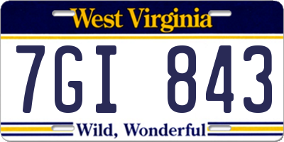 WV license plate 7GI843