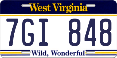 WV license plate 7GI848