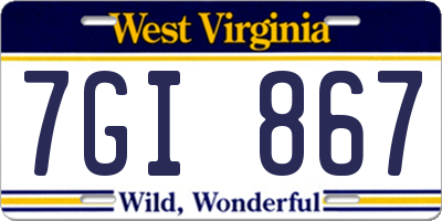 WV license plate 7GI867