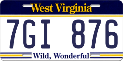 WV license plate 7GI876