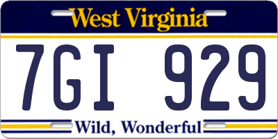 WV license plate 7GI929