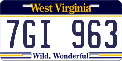 WV license plate 7GI963