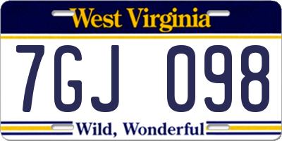 WV license plate 7GJ098