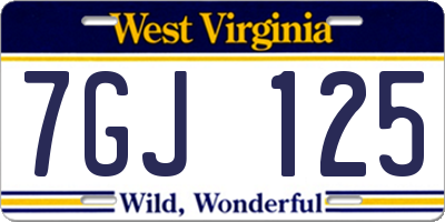 WV license plate 7GJ125