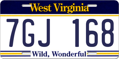 WV license plate 7GJ168