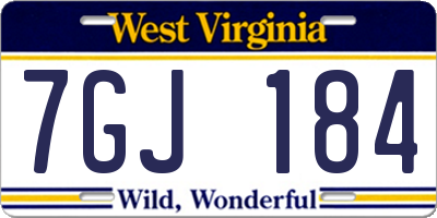 WV license plate 7GJ184