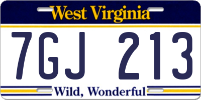 WV license plate 7GJ213