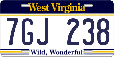 WV license plate 7GJ238