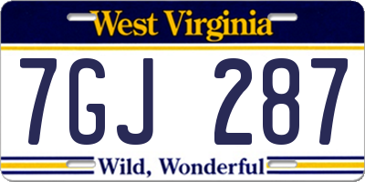 WV license plate 7GJ287