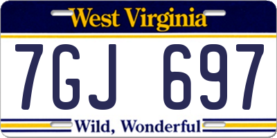 WV license plate 7GJ697