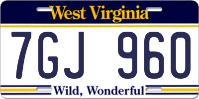 WV license plate 7GJ960