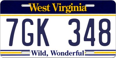 WV license plate 7GK348