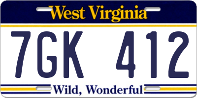 WV license plate 7GK412