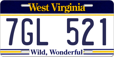 WV license plate 7GL521