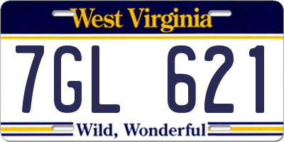 WV license plate 7GL621
