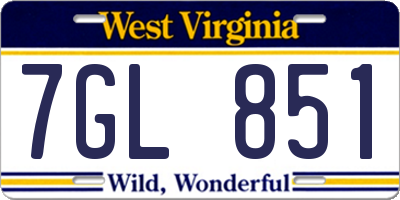 WV license plate 7GL851