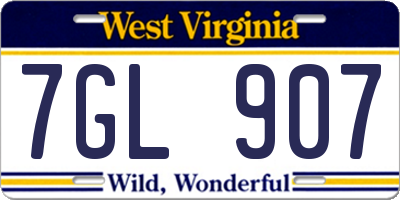 WV license plate 7GL907