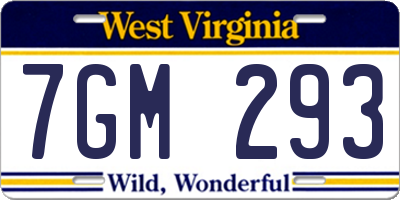 WV license plate 7GM293