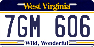 WV license plate 7GM606
