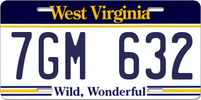 WV license plate 7GM632