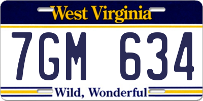 WV license plate 7GM634