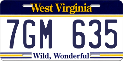 WV license plate 7GM635