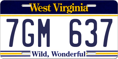 WV license plate 7GM637