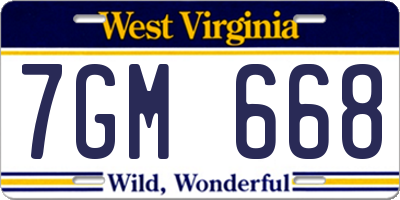 WV license plate 7GM668