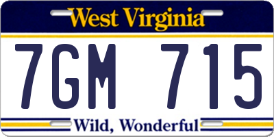 WV license plate 7GM715