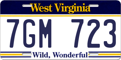 WV license plate 7GM723