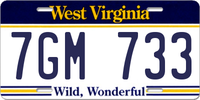 WV license plate 7GM733