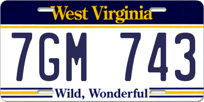 WV license plate 7GM743