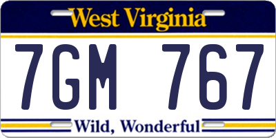 WV license plate 7GM767