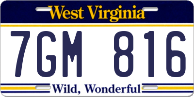 WV license plate 7GM816