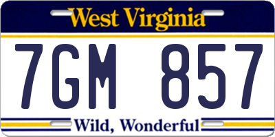 WV license plate 7GM857